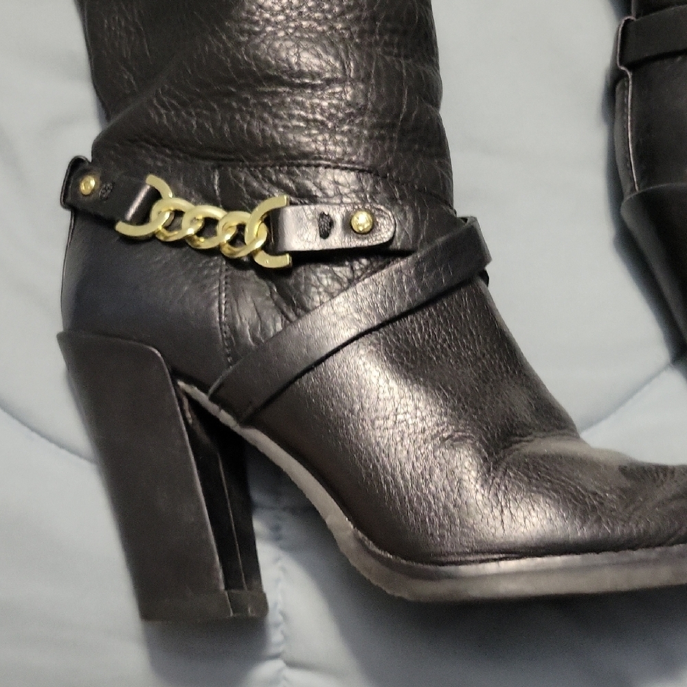 Kate Spade Black Heeled Boots with Silver Accent - Picture 3 of 9